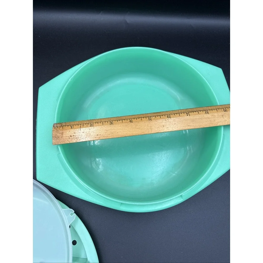 Tupperware Vtg Jadeite Green Salad Serving Bowl Lettuce Cheese Grater + Lid 786
